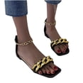 thumbnail image 4 of Zapatos de mujer Moda Color sólido Minimalista Cadena de metal Cremallera Sandalias planas de princesa Wmkox8yii shjk6977, 4 of 9