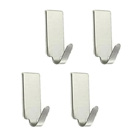 

4Pack Stainless Steel Self Adhesive Holders Kitchen Bathroom Adhesive Hook for Hanging - Silver