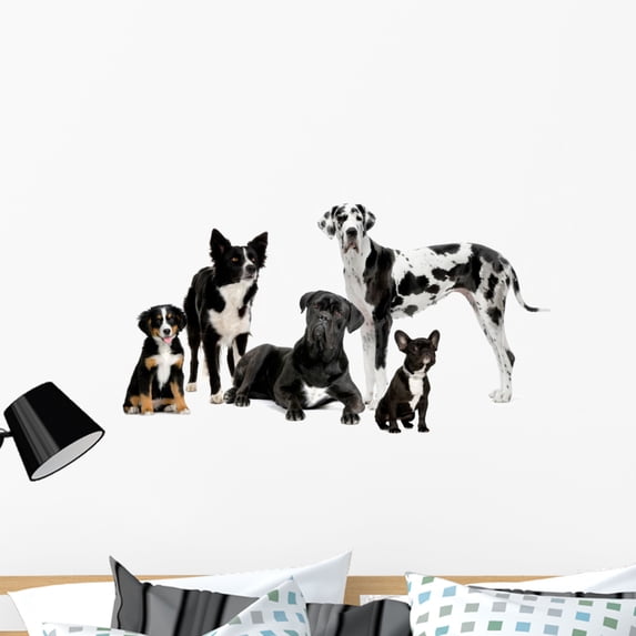 Group Dogs Wall Decal Sticker, Wallmonkeys Peel & Stick Vinyl Graphic (36 in W x 20 in H)