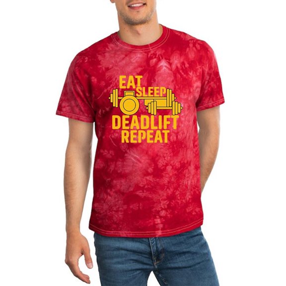 Eat, Sleep, Deadlift, Repeat Tie Dye Crystal Men -Image by Shutterstock, Male Small