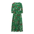 thumbnail image 4 of Weiqiqre Robe Femme Robe Bohème en Mousseline à Imprimé Floral Longue Robes de Soirée Grande Taille Mi-Mollet à Manches Courtes, 4 of 6