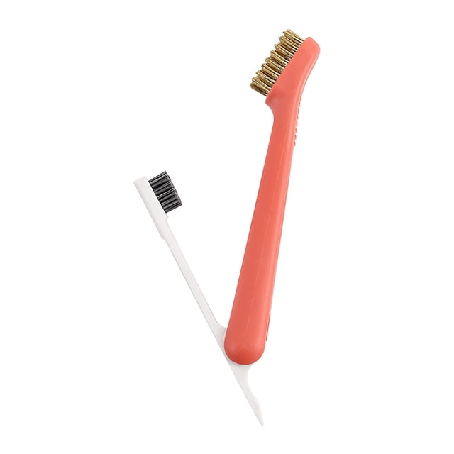 Cepillo de limpieza de cocinas de gas 3 en 1 con cerdas de acero, raspador de plástico y herramienta para grietas - Cepillo para eliminar manchas de aceite para cocinas, 18 cm