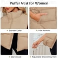 thumbnail image 6 of Womens Puffer Vest Sleeveless Puffy Vests for Women Collar Jacket Zipper Coat with Pockets, 6 of 6