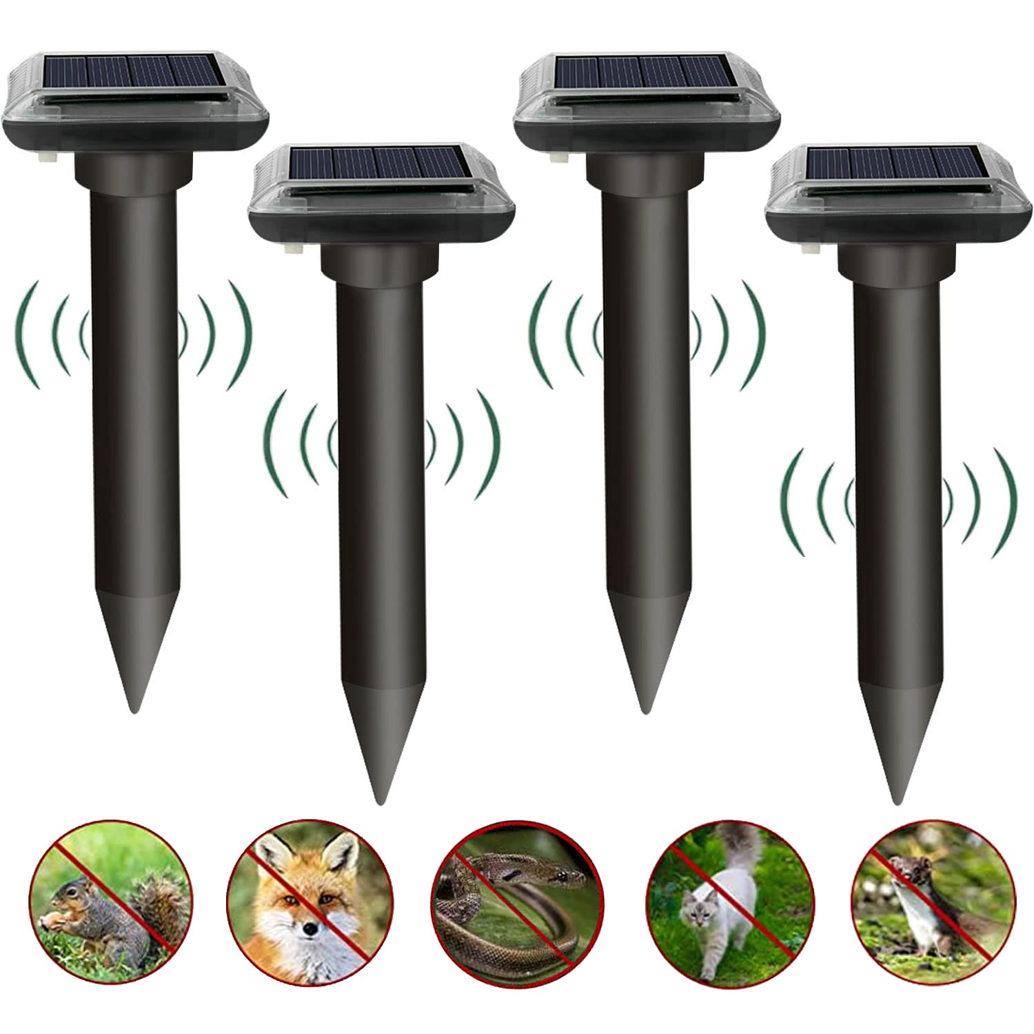 ASYTTY Solar Mole Repellent, Mole Repellent, Pack of 4, To Repel Voles