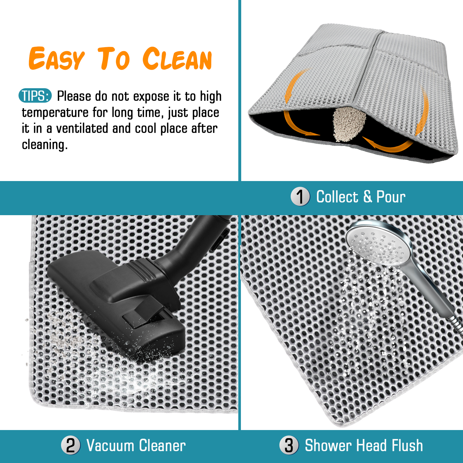 Zalalova 36" x 24" Cat Litter Mat, Honeycomb Double Layer photo 3