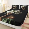 thumbnail image 4 of Castle Fairy Classic White Floral Queen Sheets 4 Pieces,Black Kawaii Princess Queen Sheet Sets,Green Ivory Cream,1 Fitted Sheet, 1 Flat Sheet and 2 Pillowcases, 4 of 6