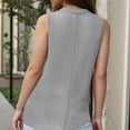 thumbnail image 7 of Women Cotton Linen Tank Top Button V Neck Sleeveless Plus Size Loose Tunic Tops with Button Casual Summer Tees (L, Gray), 7 of 7