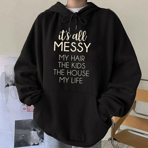 Cute Winter Outfits for Women Men Women Fashion Casual Printed Long Sleeve Blouse Tops Sweatshirt Hooded Sweatshirts Winter Work Outfits for Women on Clearance