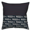 Creative Products Whale and Stripes Pattern 16x16 Spun Poly Pillow