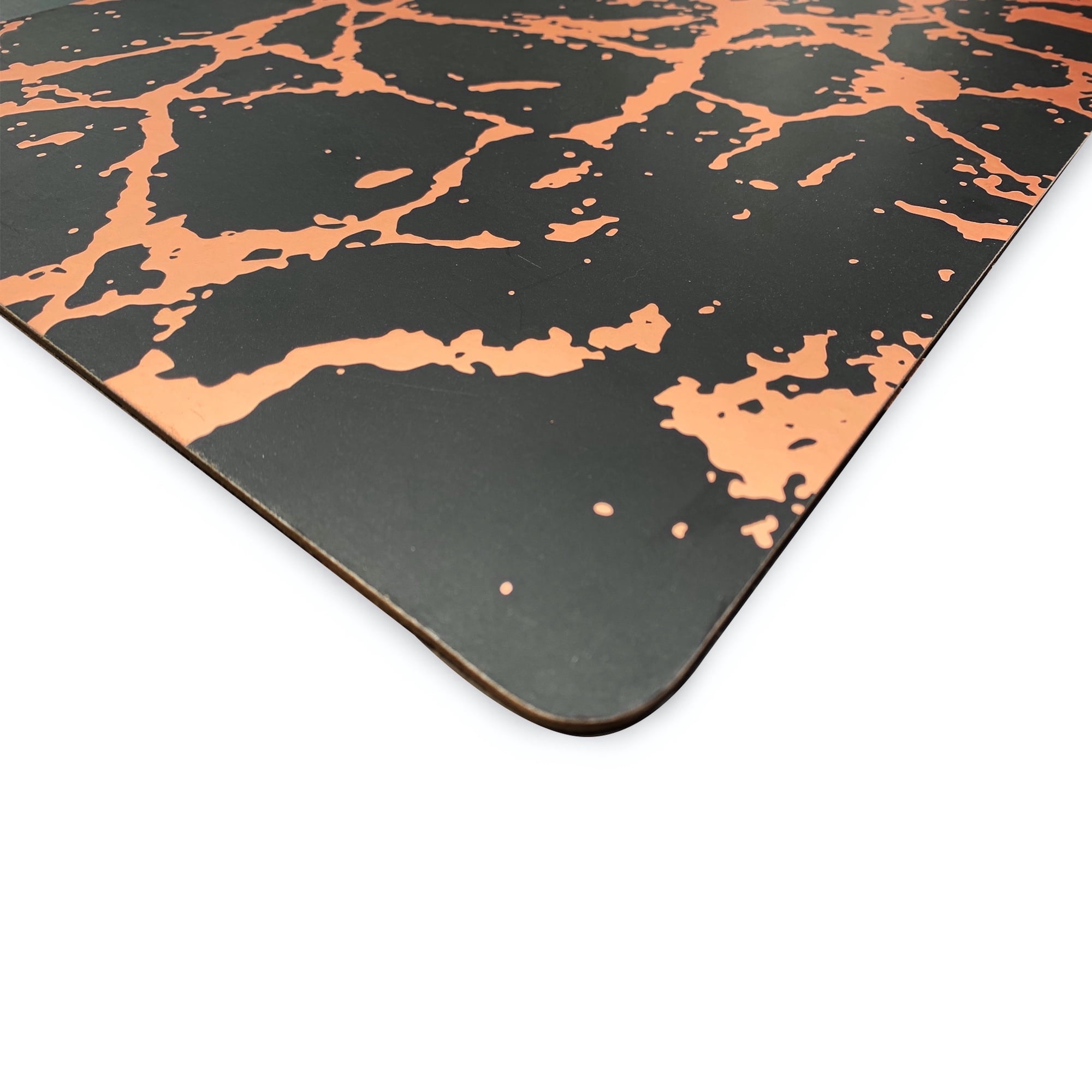 Dainty Home Marble Cork Foil Printed Marble Granite Designed Thick Cork Textured 15" x 15" Square Placemat Set of 4 in Black And Rose Gold