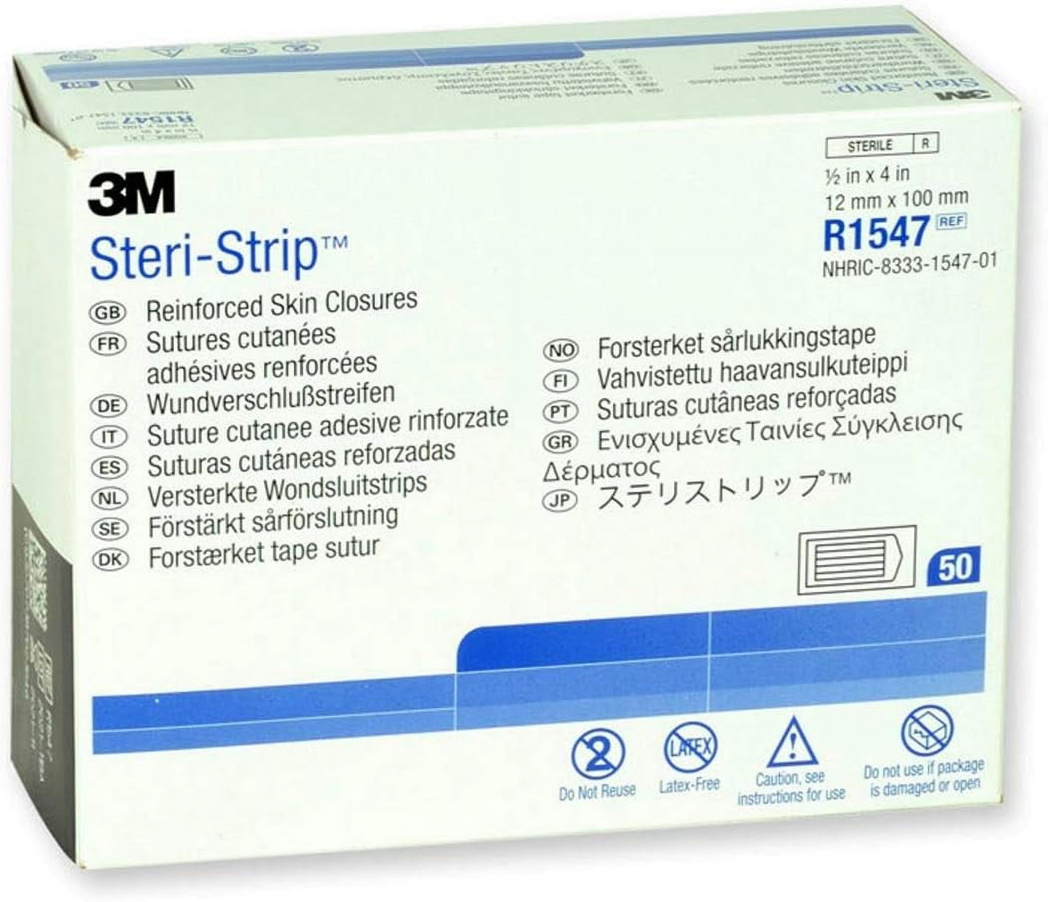 3M Steri-Strip Skin Closures 1/2 x 4 Inch - Hypoallergenic Adhesive for Fast Healing, Minimal Scarring, & Infection Prevention - For Surgical Lacerations - Flexible Wound Care Solution - Pack of 10