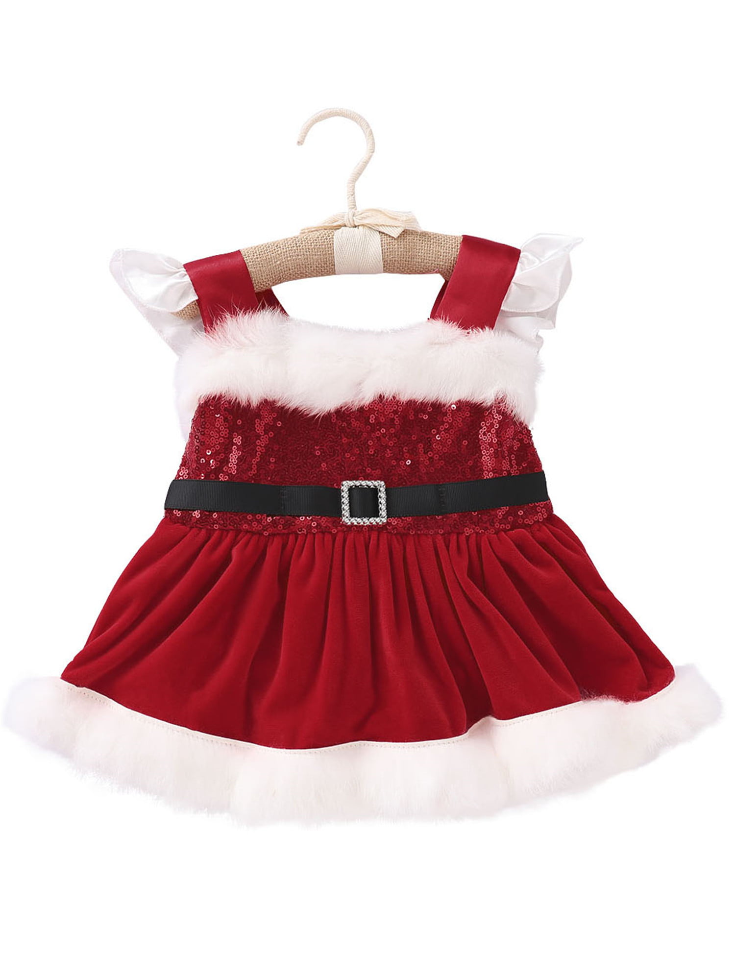 My First Christmas Santa Infant Baby Girl Romper Sequined Tutu Dress Newest Sets 