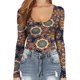 thumbnail image 2 of Xishao Body básico elástico de manga larga con cuello redondo para mujer Xishao ropa, 2 of 2
