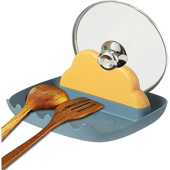 Fymlhomi Spoon Rest for Kitchen Counter, Cooking Ladle/Spoon Holder for Stove Top, Utensil Rest for Countertop, Kitchen and Grill Utensil and Lid Holder(Yellow)