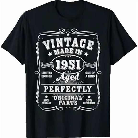 Vintage 75 Birthday Decorations Men 75yr 1951 75th Birthday T-Shirt