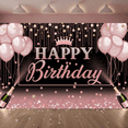 thumbnail image 5 of LUUFILx Pink Birthday Party Backdrop Cloth Balloon Heart Pattern Booth Banner Poster Photography Backdrop Party Decoration for Kids Girl Bay Shower, 5 of 8