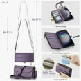 thumbnail image 3 of Crossbody for Samsung Galaxy S23 Ultra Case Wallet【RFID Blocking】with 10-Card Holder Zipper Bills Slot, Soft PU Leather Magnetic Shoulder Wrist Strap for Galaxy S23 Ultra Wallet Case Women, Purple, 3 of 10