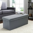thumbnail image 3 of American Furniture Classics 43" Vinyl Foldable Tufted Storage Bench in Gun Gray, 3 of 9