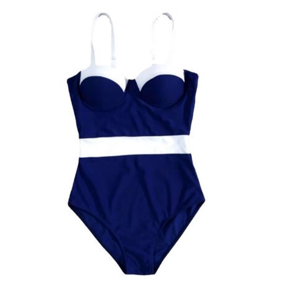 Sngxgn Women's Swimsuit Bathing Suit V Neck Ruffled Swimwear Adjustable Straps(Blue,L)