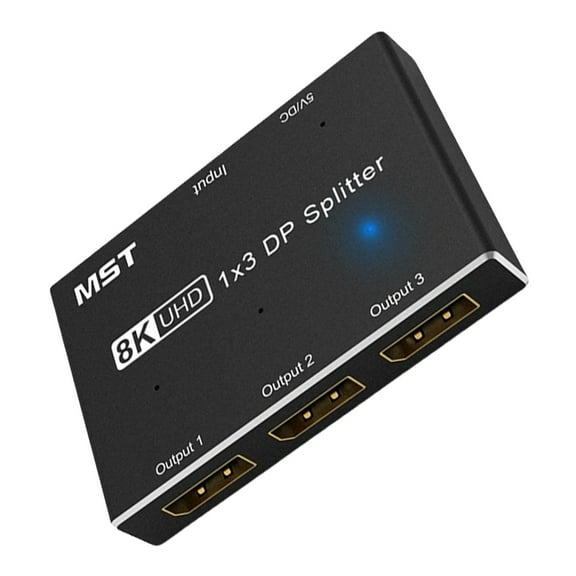 8K Splitter 1 in 3 Out to DisplayPort HDTV Extend Video Switcher for PC Host Monitors