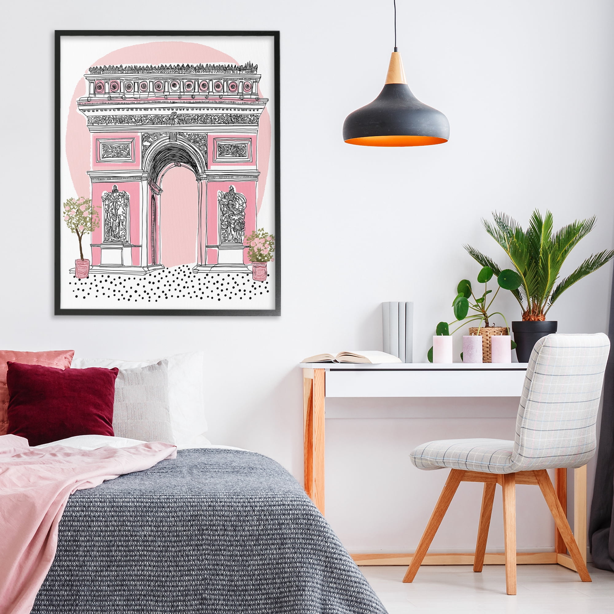 Stupell Industries Pink Neoclassical Archway Black Framed Giclee Art, design by Jess Stempel