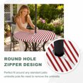thumbnail image 4 of Round Outdoor Tablecloth with Umbrella Hole and Zipper, Thin Red Striped Tablecloth with Elastic Waterproof, Farmhouse Modern Red Stripes Patio Table Covers for 55" - 60" Picnic Pool Tables, 4 of 9