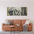 thumbnail image 2 of Movie Theater Decor Black and White Pictures Metal Film Reel Wall Paintings for Living Room Giclee Poster Framed Artwork 3 Panel Movie Stripe Wall Art Print on Canvas Ready to Hang - 12"x16"x3 Panel, 2 of 6
