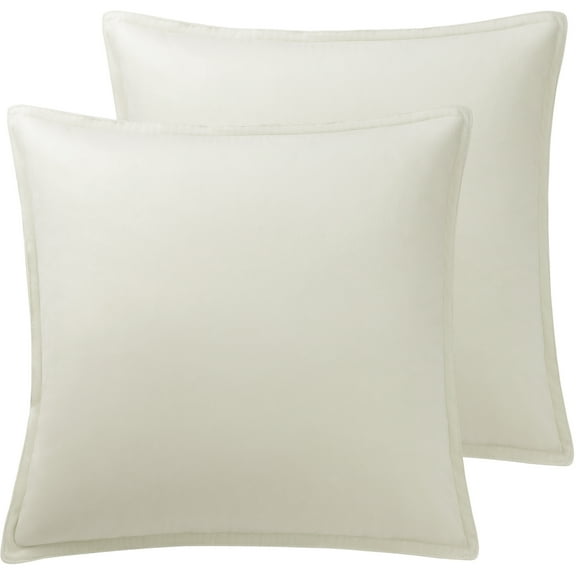 Unique Bargains 2Pcs Velvet Soft for Sofa Throw Pillow Covers Beige White 16"x16"