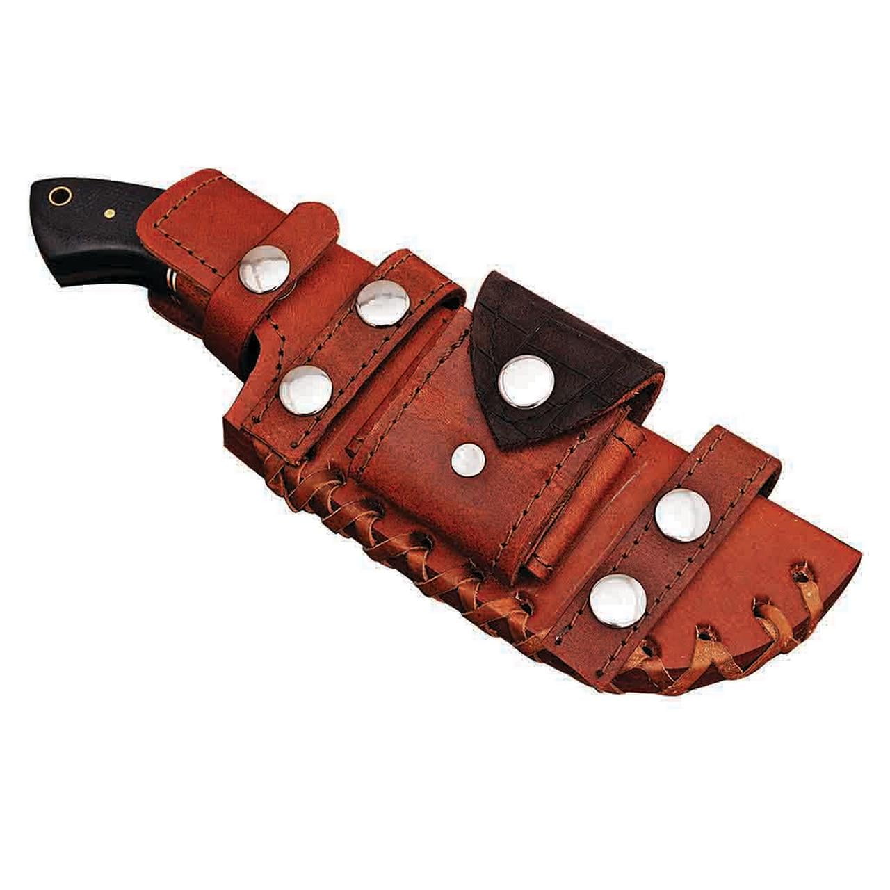 Tracker Knife Fixed Blade Damascus Steel Camping Survival Knives with Micarta Handle & Leather Sheath