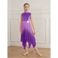 thumbnail image 5 of YiZYiF Girls Lyrical Praise Dance Dress Sparky Sequins Sleeveless Liturgical Worship Tunic Overlay Purple 6, 5 of 7