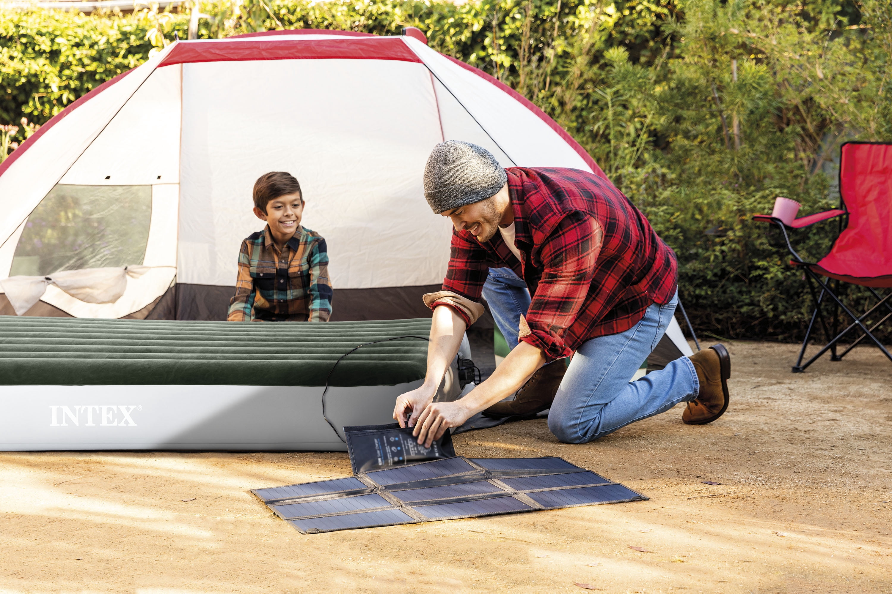 Intex 10in Queen Durabeam Prestige Air Mattress Bed with Internal Fastfill USB Powered Pump