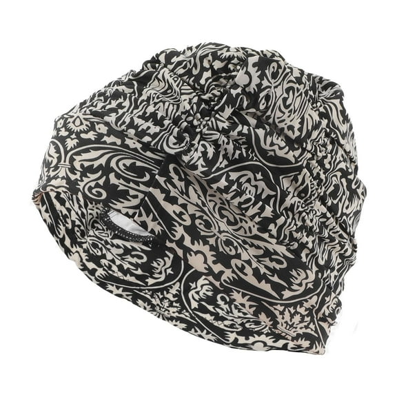 Unique Bargains 1 Pc Elasticity Flower Pattern Swim Cap 5.91"x9.25" Black Yellow