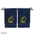 thumbnail image 2 of Monogrammed Hand Towel, Personalized Gift, 16 x 30 Inches - Set of 2 - Gold Embroidered Towel - Extra Absorbent 100% Turkish Cotton - Soft Terry Finish - for Bathroom, Kitchen and Spa - Script Q Navy, 2 of 2