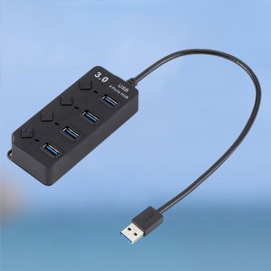 OULII Port Usb Hub With Independent Usb Multi Port Expander For Tablet And Smartphone Durable Design Black