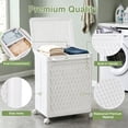 thumbnail image 6 of VECELO 2-Section Laundry Basket with Wheels, Portable Storage Hamper with Handle for Bathroom, Laundry and Dorm, Movable Multipurpose Sorter Basket, White, Large, 6 of 9
