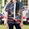 thumbnail image 2 of Staki Independence Day Kid's Tee American Flag Shirt Girls Patriotic Hawaiian Shirts 4th of July Tops Kids Red White Blue Hawaii Floral Button Up Shirts 4T 5T 55T(Pink,4-5 Years), 2 of 4