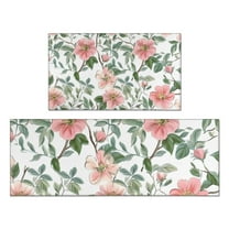 Pioneer Flower Floral Print Pattern Kitchen Rugs Sets Of 2,Anti Fatigue Kitchen Mat Rugs Non Slip Washable,Decorative Kitchen Floor Mats for Kitchen,Sink,Laundry,17"x30" 17"x47"