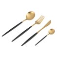 thumbnail image 4 of Vajilla Cuchara Tenedor Cuchillo Vajilla 4Pcs/Set Acero inoxidable Reutilizable Color para el hogar Cocinas Restaurante(Negro dorado), 4 of 5