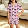 thumbnail image 2 of RUTAYY Girls Pajama Set 2 Piece Bow Graphic Pattern Short Sleeve Sleepwear Kids Indoor Casual Time Purple, 2 of 4