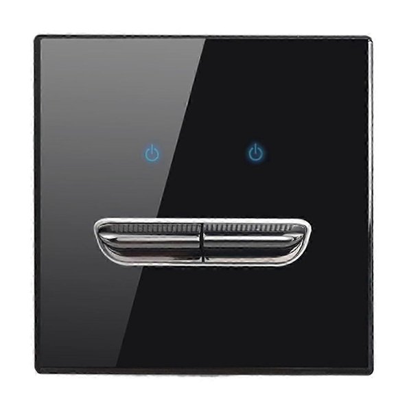 Wall Light Switch 2 Gang Tempered Glass Panel Blue LED Night Light