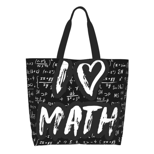 Disketp I love Math Bolsa Tote Estampada para Mujer, Bolso de Hombro y de Mano para Compras y Viajes