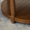 thumbnail image 6 of CQSXDA Large Round Upholstered Tufted Linen Wood Shelf Storage Coffee Table, For Living Room, Ivory, 6 of 7