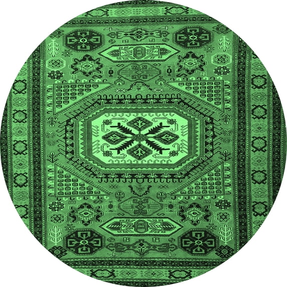 Ahgly Company Indoor Round Persian Emerald Green Traditional Area Rugs, 7' Round