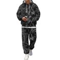 thumbnail image 4 of JULMCOMO Mens Tracksuit Tree Leaf Print Drawstring Hooded Casual Loose Fit Pullover Sweatshirt Drawstring Jogging Pants Sweatsuit Fall Winter 2 Piece Sets Black L, 4 of 5