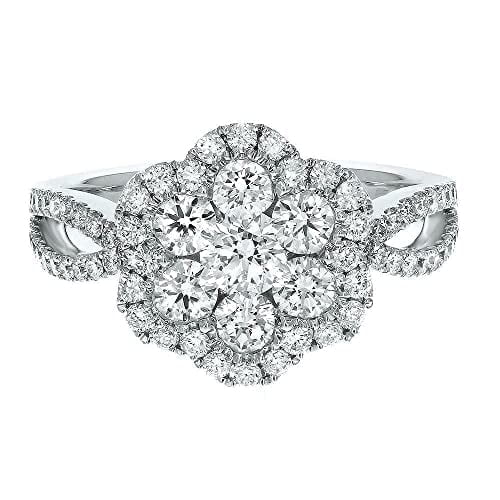 HeartsAndYou 3.4ct Engagement Ring for Women Round Cut Moissanite Cocktail Partywear 18k White Gold over Silver