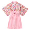 thumbnail image 1 of Niñas Primavera Manga Larga Rosa Japonés Kimino Flor Yukata Para 3-8Y Bebé Niño Ropa De Halloween Trajes Disfraz De Rendimiento, 1 of 4