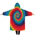 thumbnail image 2 of Oversized Wearable Blanket Hoodie,Colorful Tie Dye Pattern Sherpa Blanket Hoodie with Super Pockets,Super Warm Fuzzy Pullover for Women & Men, 2 of 6