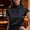 Black, variant on Summer Office Satin: Women's High Neck Short Sleeve Blouse with Ruffle Trim for Elegant Professional Style Violet,S