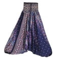 thumbnail image 5 of Pantalones harén holgados para mujer, mono bohemio con estampado floral, ropa de yoga y baile Azul, 5 of 5