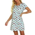 thumbnail image 5 of Defitshape Women's Cotton Nightgowns Soft Short Sleeve Sleep Shirt Printed Sleepshirts Cute Nightdress Short Night Gown Pajama Dress Summer Short Sleeve Sleepwear Blue Large, 5 of 5